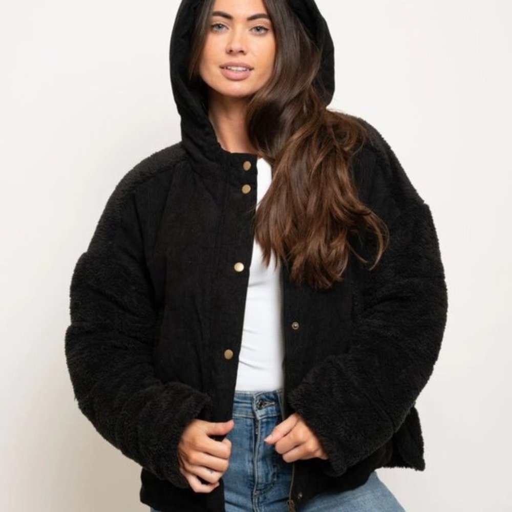 SOFT COZY WOMENS FAUX FUR HOODIE JACKET / COAT - Picture 2 of 9